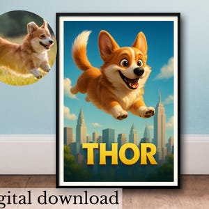 Personalised Cartoon Movie Pet Poster, Cartoon Movie Pet, Cartoon Fun for Furry Friend, Make Your Cat or Dog a MovieStar, Digital Product