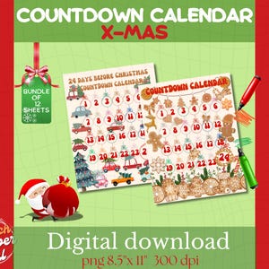 Christmas Countdown Calendar Bundle – Printable Advent Calendar for Kids, Holiday Activity Countdown, Xmas  Instant Download, DIY Family Fun