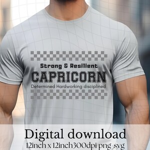 Design sportivo con il segno zodiacale del Capricorno, regalo di astrologia atletica, arte audace del segno zodiacale del Capricorno, download immediato di PNG SVG DXF EPS PDF