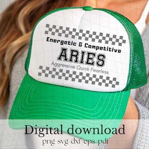 Aries Zodiac Sport Style Design,  Bold Star Sign Art,  Athletic Aries Design for Cricut, Instant Download PNG, SVG, DXF, Eps, Pdf