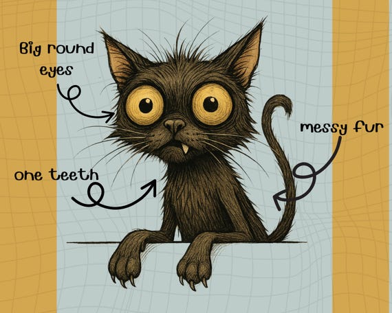Ugly Black Cat Cartoon 