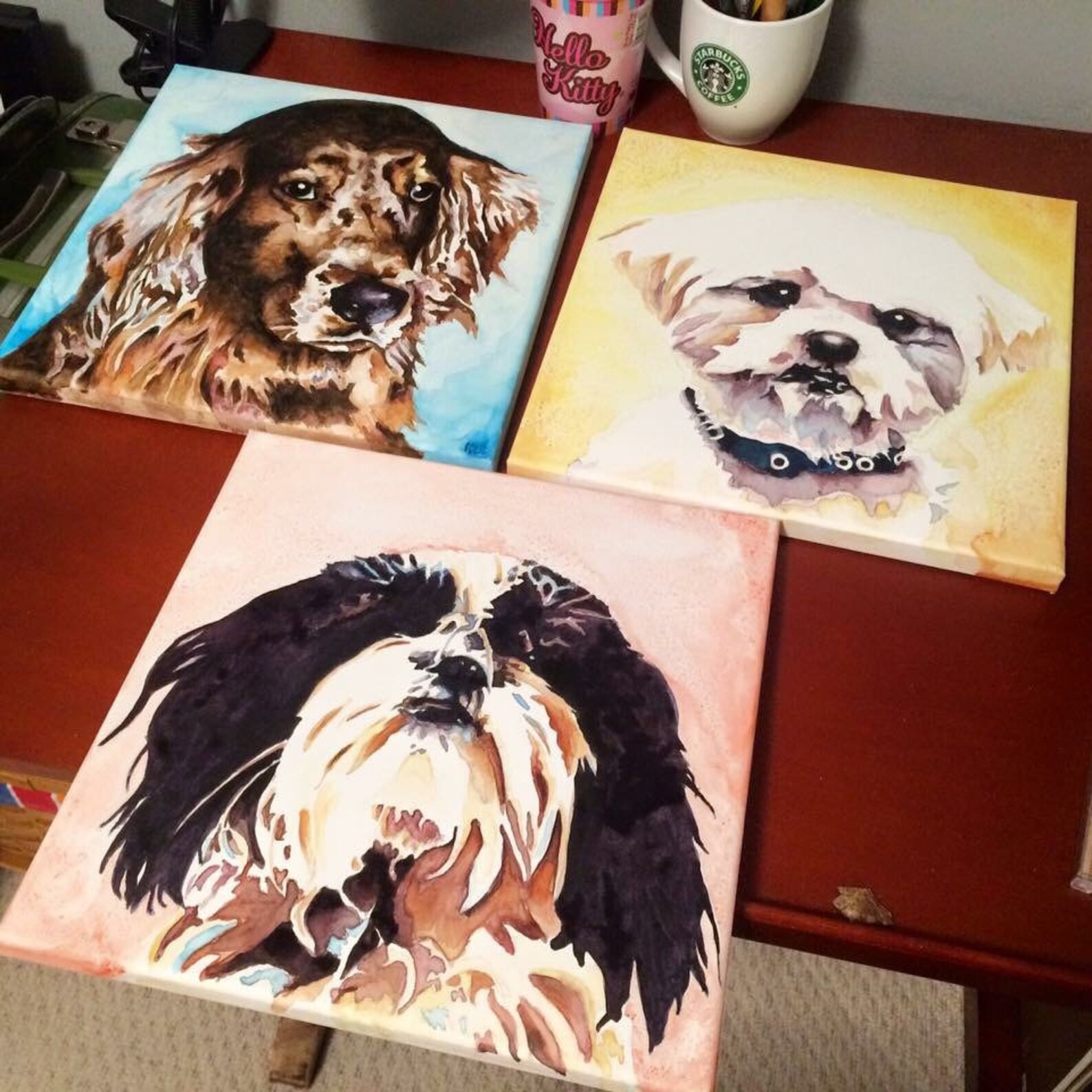 Custom Watercolor Pet Portrait From Photo 12 X Etsy