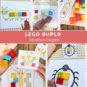 LEGO DUPLO Djurlekmallar | Matchande färger och mönster | Småbarnsaktivitet | Finmotorikspel | Utskrivbar PDF förskola