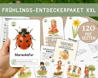 Spring Discovery Pack for Children 120+ Pages PDF Learning Game Search Cards Nature, Movement, Bingo, Yoga & Coloring Pages | Montessori Inspired