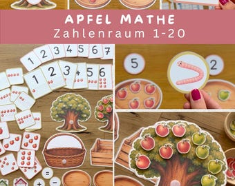 Gioco di matematica Apple | Numeri e quantità fino a 20 | Scomposizione dei numeri, addizione e sottrazione: 280 esercizi | Scuola dell'infanzia e primaria | Materiale didattico di matematica in PDF
