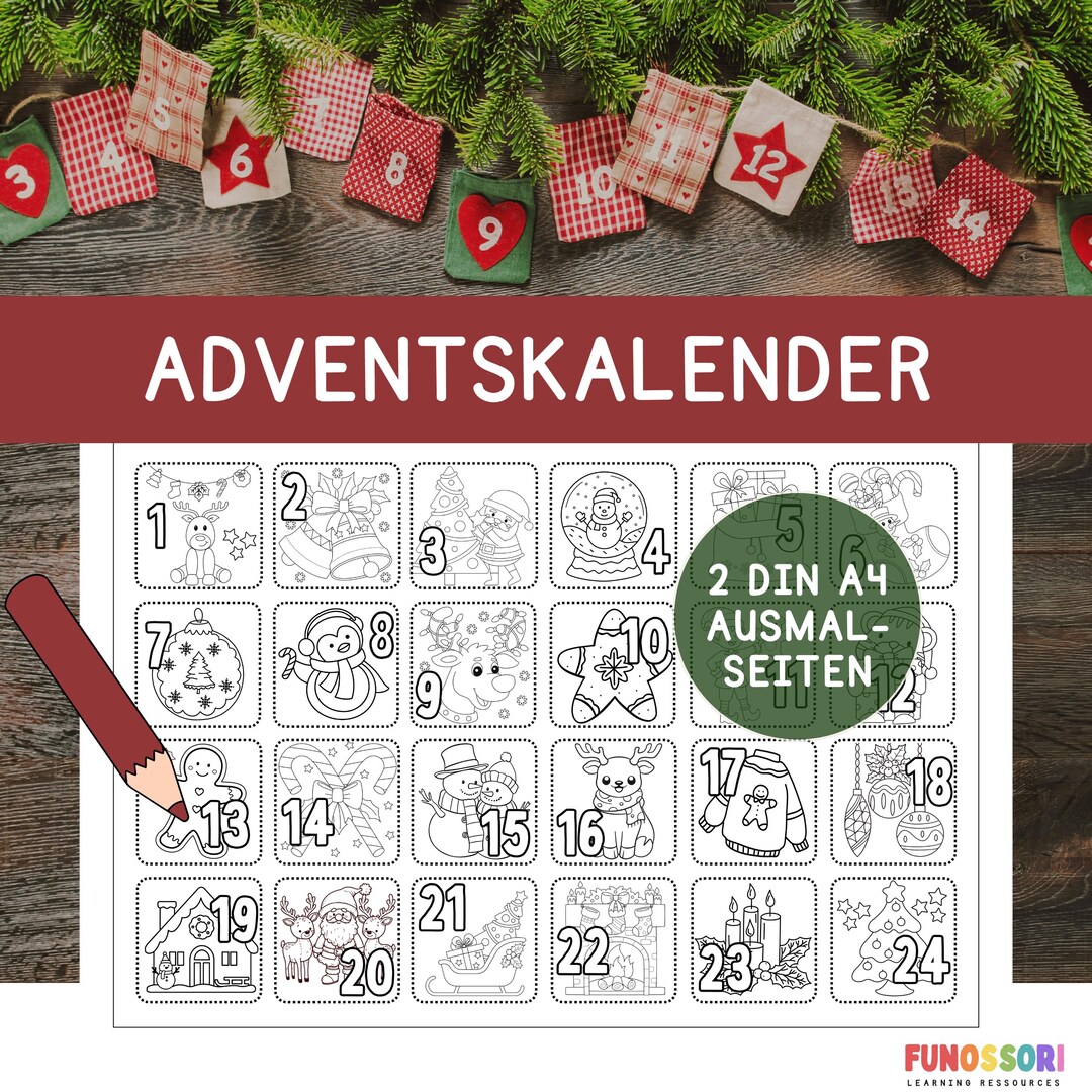 Minimalist Advent Calendar Coloring Page | Christmas Advent Countdown ...