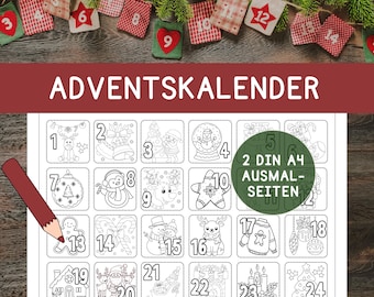 Minimalist Advent Calendar Coloring Page | Christmas Advent Countdown Tracker | 24 Doors | Coloring | Gift | Kids | PDF