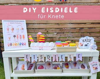 Ice Cream Parlor for Play-Doh | 72 Ice Cream Menus to Make Your Own | Play-Doh Summer Activity | Role-Playing Shop | Fine Motor Skills Template | Ice Cream Stand PDF