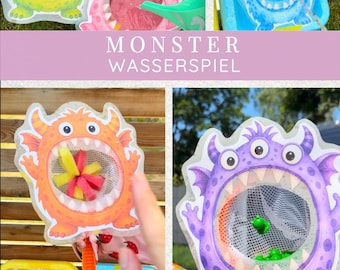 Monster Wasserspiel | 7 süße Monster zum Ausschneiden | Sommer Wasserspiel für Kinder | Wasserbomben Spiel | Wasserpistole Spiel | Garten