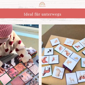 Puede incluir: Un conjunto de baldosas cuadradas con ilustraciones de animales que incluyen un perro, un pollo, un conejo, una oveja y un caballo. Las baldosas tienen bordes coloridos y se muestran en una colecci&oacute;n, algunas apiladas y otras extendidas.