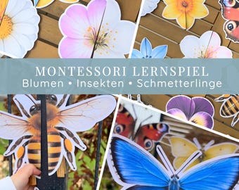 Symmetry Puzzle for Children - Spring, Montessori Learning Game - Flowers, Insects, Butterflies, Motor Skills Game for Ages 2 and Up (PDF Download) - Kindergarten/Preschool
