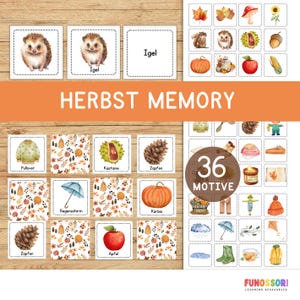 Gioco di memoria autunnale Montessori Gioco di abbinamento per bambini in età prescolare Scuola primaria Apprendimento 3 versioni 36 motivi Occupazione divertente Attività