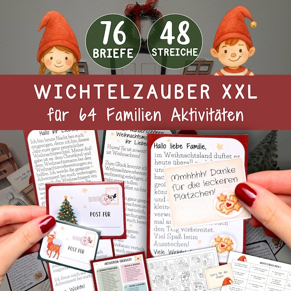 Wichtelbriefe Adventskalender Wichtel Wichtelstreich Briefumschläge Kinder  Weihnachten Advent Geschenk Familie Familienaktivitäten Download