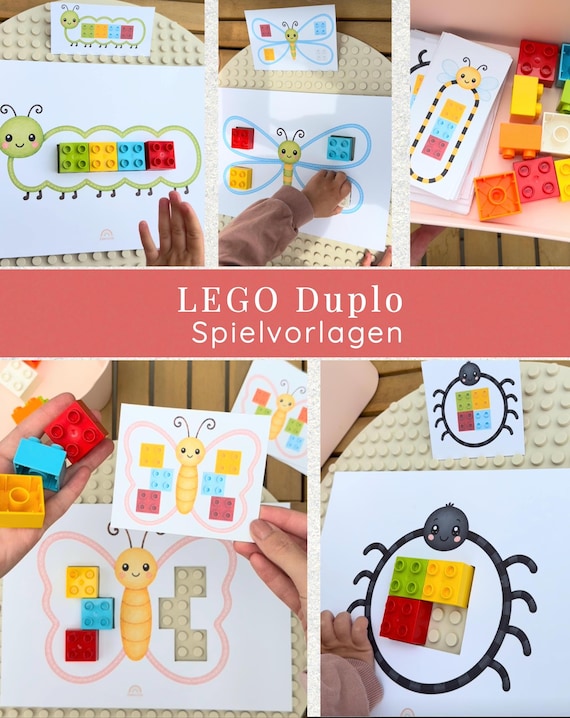 LEGO DUPLO Spielvorlagen Tiere | Farben & Muster nachlegen | Beschäftigung Kleinkind | Feinmotorik Spiel | Printable PDF Vorschule