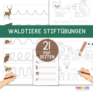 Pencil Exercises Forest Animals Tracing Swing Exercises Coloring Fine Motor Skills Montessori Toddler Kids Preschool Prewriting Activity Preparation