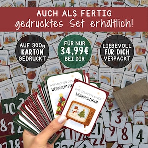 May include: A selection of Christmas cards featuring festive illustrations and text, including a card with a TV showing a snowman and Christmas tree. The cards are held in a hand, with other cards and numbers visible in the background.