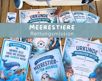 Misión de rescate de animales marinos para niños | Actividad de verano | Juego sensorial | Rescate oceánico | Bandeja de actividades | PDF Montessori
