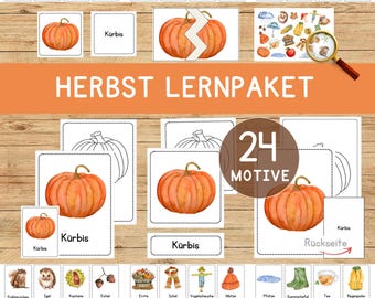 Autumn Learning Package Montessori Flashcards Picture Cards Matching Game Memory Coloring Puzzle Hidden Picture Search Picture Vocabulary Toddler School