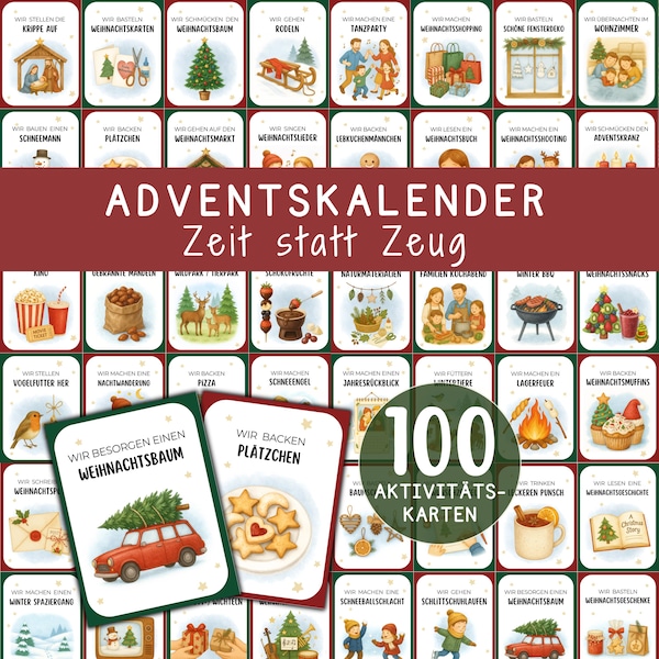 Advent Calendar Children DIY Time instead of stuff 100 Activity Ideas Christmas Advent Mindfulness Gift Family Family Activities PDF
