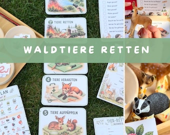 Saving Forest Animals | Veterinarian Role-Playing Game | Schleich Forest Animals | Montessori PDF | Nature Learning Game | Rescue Mission | Children Ages 2 and Up