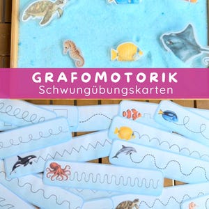 Grafomotorische vaardigheden op zee | Schrijfoefeningen voor kleuters | Fijne motoriek en voorbereiding op het schrijven | Montessori printbaar | 24 kaarten + 12 spelideeën