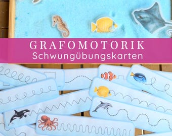 Graphomotor Skills at Sea | Preschool Handwriting Exercises | Fine Motor Skills & Handwriting Preparation | Montessori Printable | 24 Cards + 12 Game Ideas