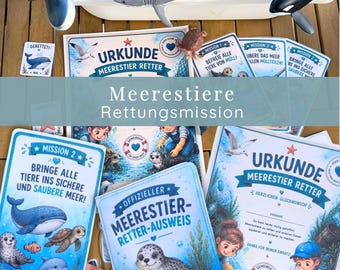 Räddningsuppdrag för havsdjur för barn | Sommaraktivitet | Sensorisk lek | Havsräddning | Tuffbricka | Montessori PDF