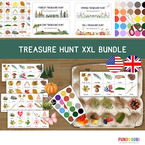 Autumn Forest Nature Spring Treasure hunt Bingo Egg box Children Montessori Children's birthday party Scavenger hunt Game toddler kids Fall
