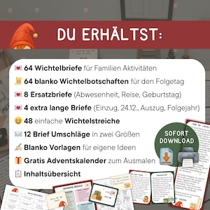 Wichtelbriefe Adventskalender Wichtel Wichtelstreich Briefumschläge Kinder Weihnachten Advent Geschenk Familie Familienaktivitäten Download Bild 2
