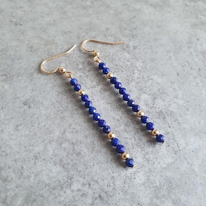 Lapis Lazuli Drop Earrings | Lapis Lazuli gemstone earrings | Blue gemstone earrings | Lapis Lazuli jewelry | Lapis Lazuli beaded earrings