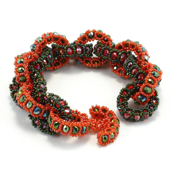 Tutorial de fabricação de joias, tecelagem de contas de pulseira, trama de ângulo reto, Linkn' Linkn' Bling