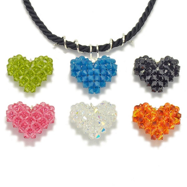 Tutorial Bead Jewelry Making PDF Pattern, Puffy Heart Beaded Pendant