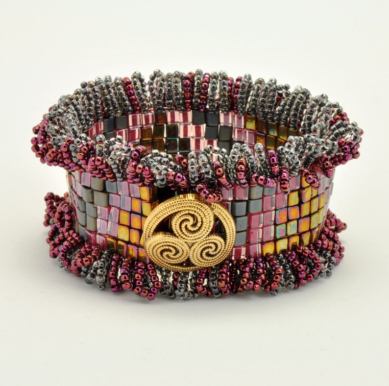 Tutorial Bead Jewelry Making PDF Pattern, Cuff Bracelet, Square Stitch ...