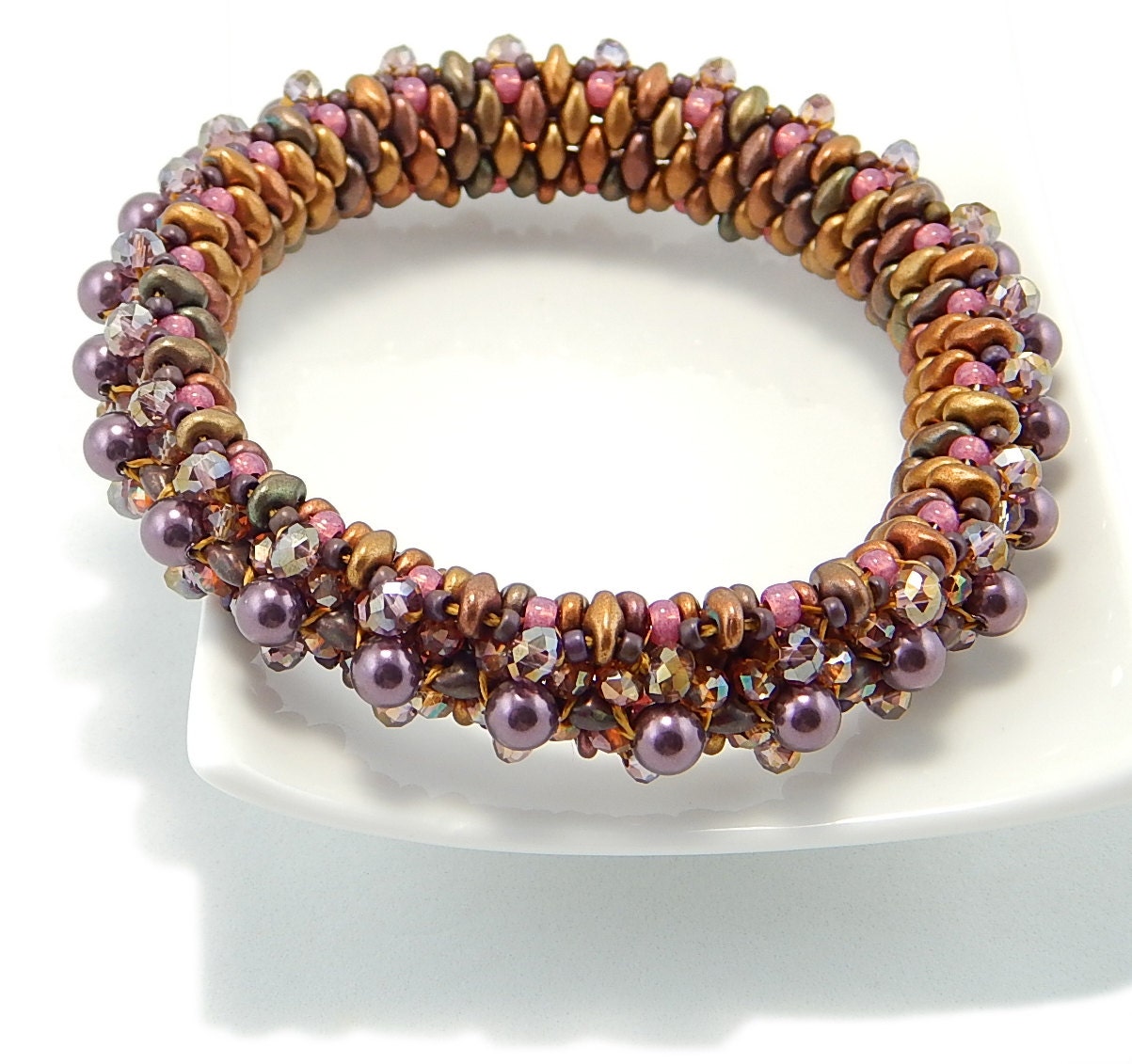 DIY Bangle Beading Kit with Super Duo Beads Rich Rose Bling Etsy