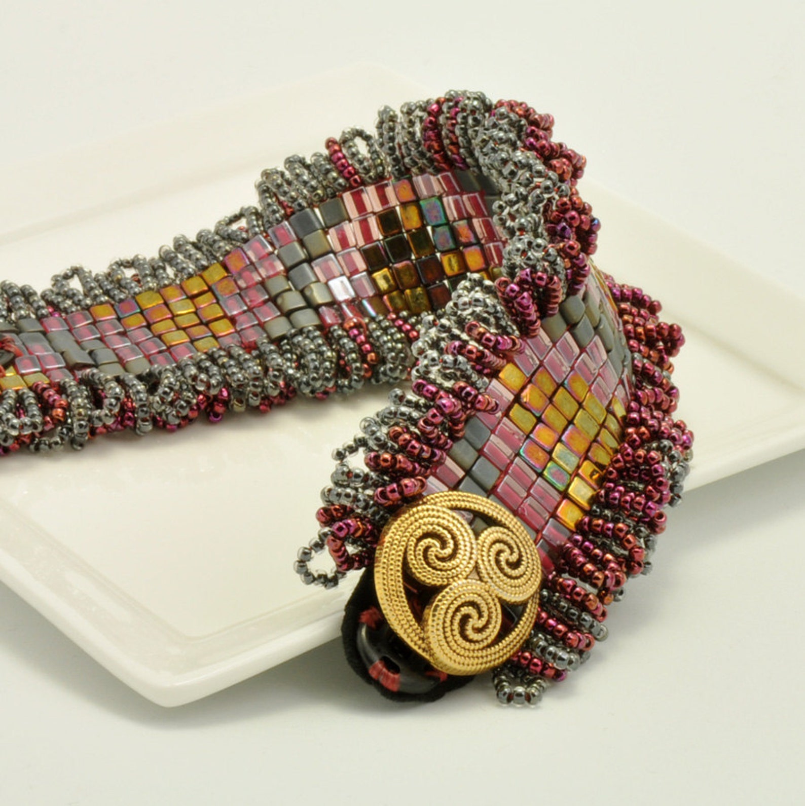 Tutorial Bead Jewelry Making PDF Pattern, Cuff Bracelet, Square Stitch ...