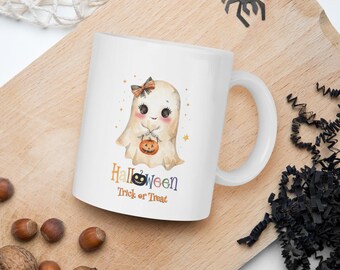 Cute Ghost Halloween Mug – Spooky Coffee Cup for Kids (11oz/15oz)