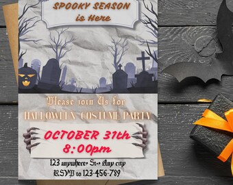 Halloween Costume Party Invitation: Spooky Editable Template (Digital)