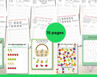 Numbers 1-10 Activity Worksheets: Preschool, Kindergarten (Printable)