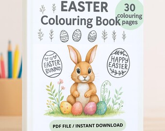 Easter Coloring Book: 30 Printable Pages, Fun Easter Activity (Digital Download)