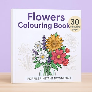 Flowers Coloring Book for Kids: 30 Bold Printable Pages (Digital Download)