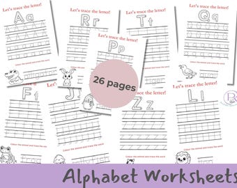 Alphabet Tracing Worksheets: 26 Letter Activity Pages (Printable)