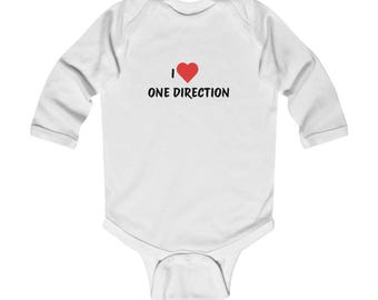 I Heart One Direction Infant Long Sleeve Bodysuit, |Cute Baby Shower Gift|  Music Lover Outfit |One Direction Fan Merchandise
