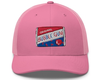 Embroidered Pink Bubble Gum Trucker Cap: Nostalgic Streetwear