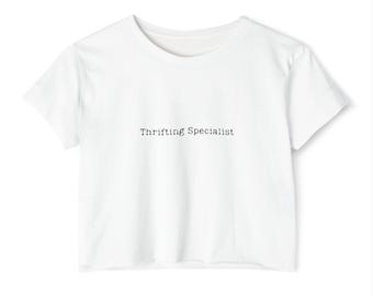 Thrifting Specialist Crop Top: Boho Retro Style - 65% Poly Blend