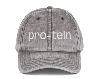 Pro-tein Embroidered Vintage Cap | Distressed Baseball Hat