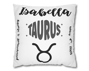 Personalized Taurus Zodiac Pillow Cover: Custom Astrology Gift