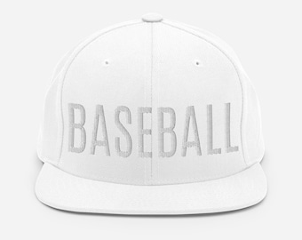 White on White Embroidered Baseball Snapback Hat