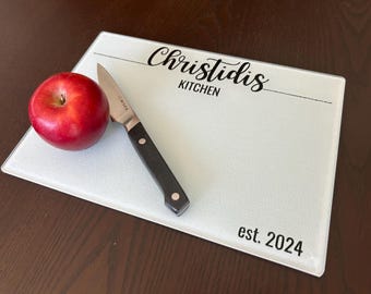 Personalized Tempered Glass Cutting Board: Kitchen Decor Gift
