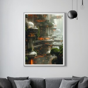 Sci-Fi Ultra Realitic Wandbild Poster, Sci-fi Stadt, Matt Laminiert, 200 Gramm Kartonmaterial