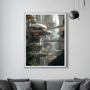 Sci-Fi Ultra Realitic Wandbild Poster, Sci_Fi Stadt, Matt Laminiert, 200 Gramm Kartonmaterial